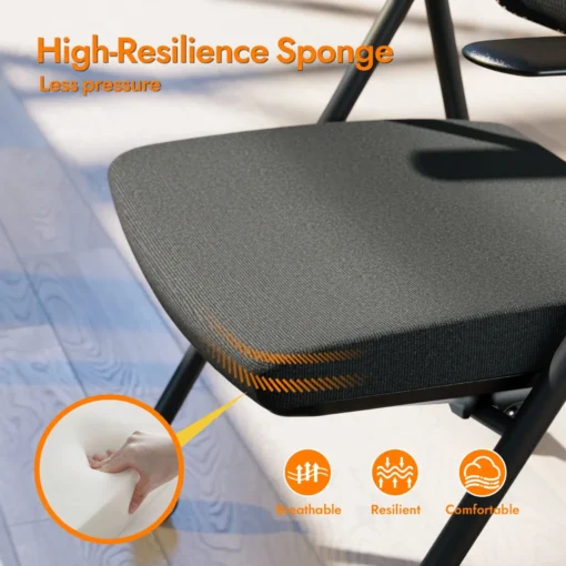 Alternative view of FYLICA Stackable & Foldable Office Chair, Folding Desk Chair with Flip-Up Armrest, Breathable Mesh, Thick Seat Cushion & Rocking Backrest, Conference Room Chair with Wheel